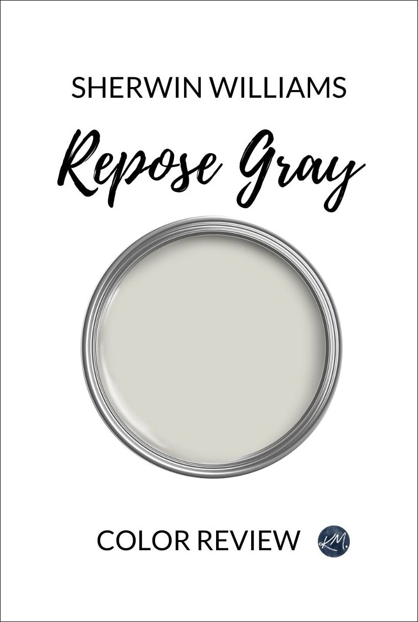 paint color review of popular light gray paint color, sherwin williams repose gray with kylie m interiors edesign