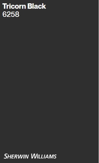 BEST SHADES OF BLACK PAINT COLORS, SHERWIN WILLIAMS TRICORN BLACK, KYLIE M COLOR EXPERT. SAMPLIZE PEEL AND STICK