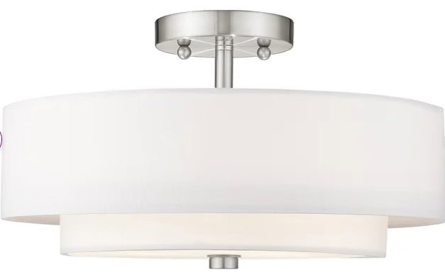 HUSON FABRIC SEMIFLUSH WHITE AND POLISHED NICKEL LIGHT FIXTURE WAYFAIR