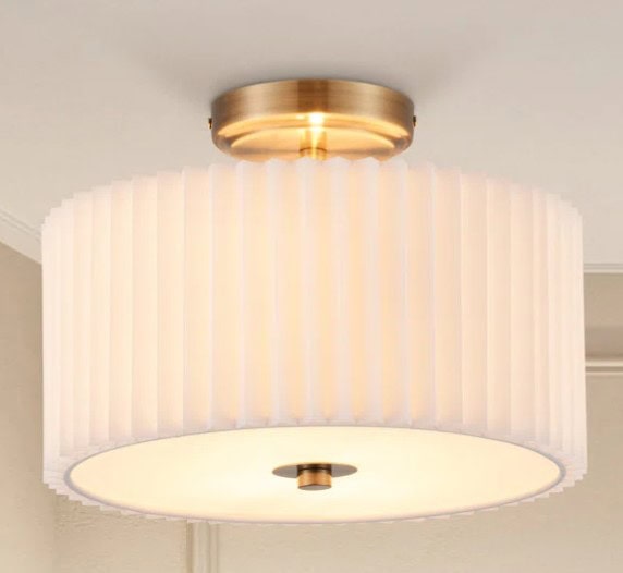 PELAY FABRIC SEMIFLUSH LIGHT FIXTURE WITH GOLD OR BRASS ON WAYFAIR