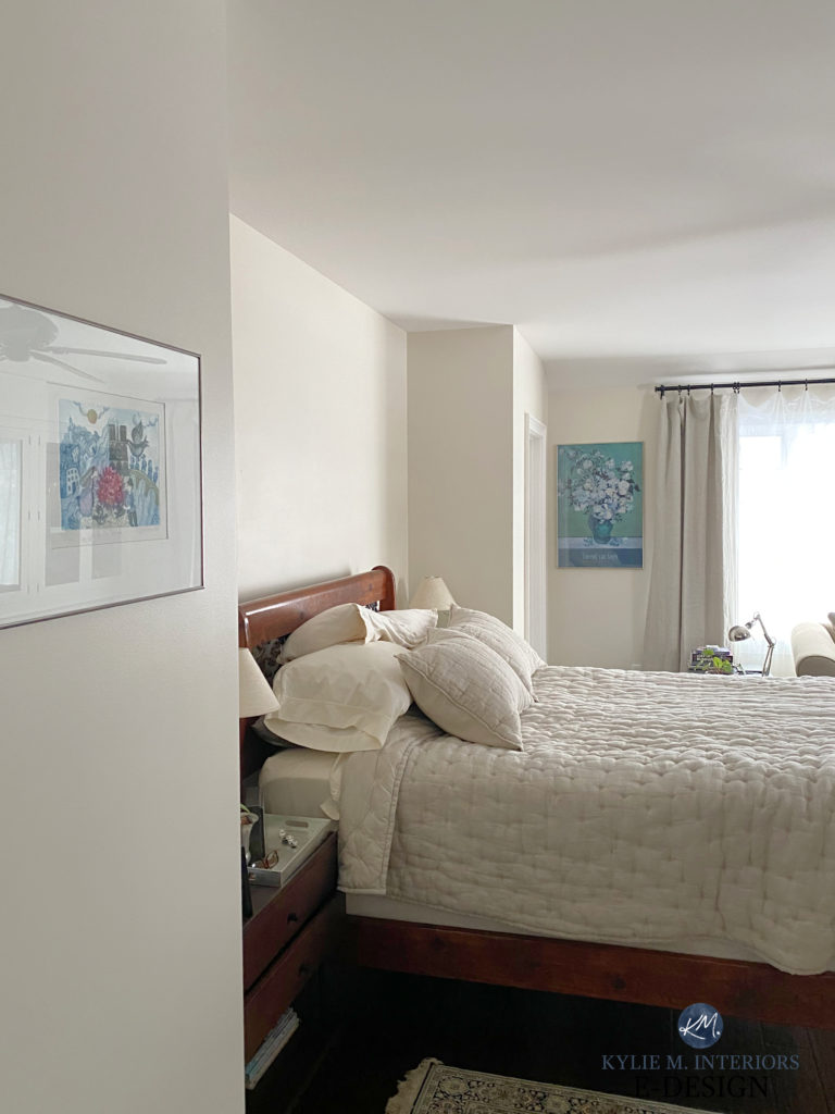 Sherwin Williams Moderate White, best beige paint colour, south east exposure, bedroom. Kylie M Edesign color expert