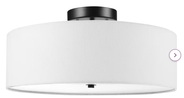WAYFAIR SEMI FLUSH LIGHT FIXTURE WHITE FABRIC SHADE