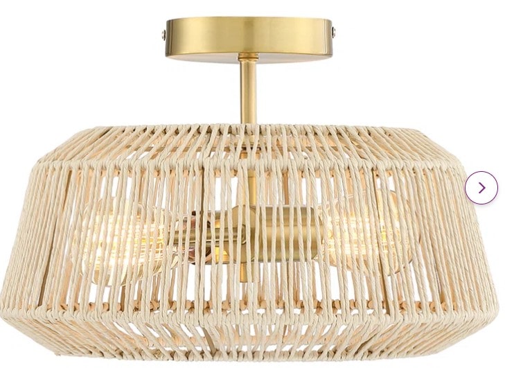 nekoosa rattan woven rope look brass light fixture from wayfair