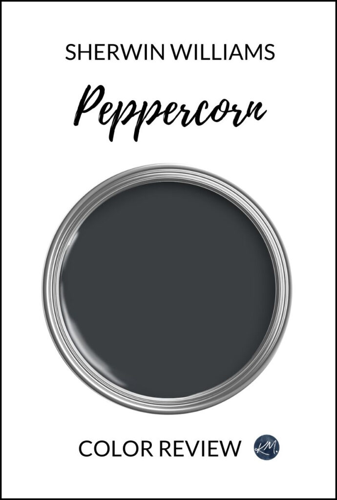 SHERWIN WILLIAMS PEPPERCORN, DARK SHADE OF GRAY PAINT COLOR, REVIEW WITH KYLIE M