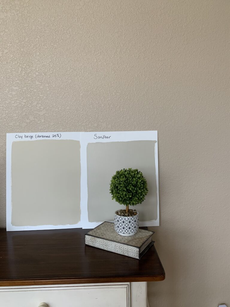 Sherwin Williams Sandbar and Benjamin Moore Clay Beige difference. Kylie M Interiors
