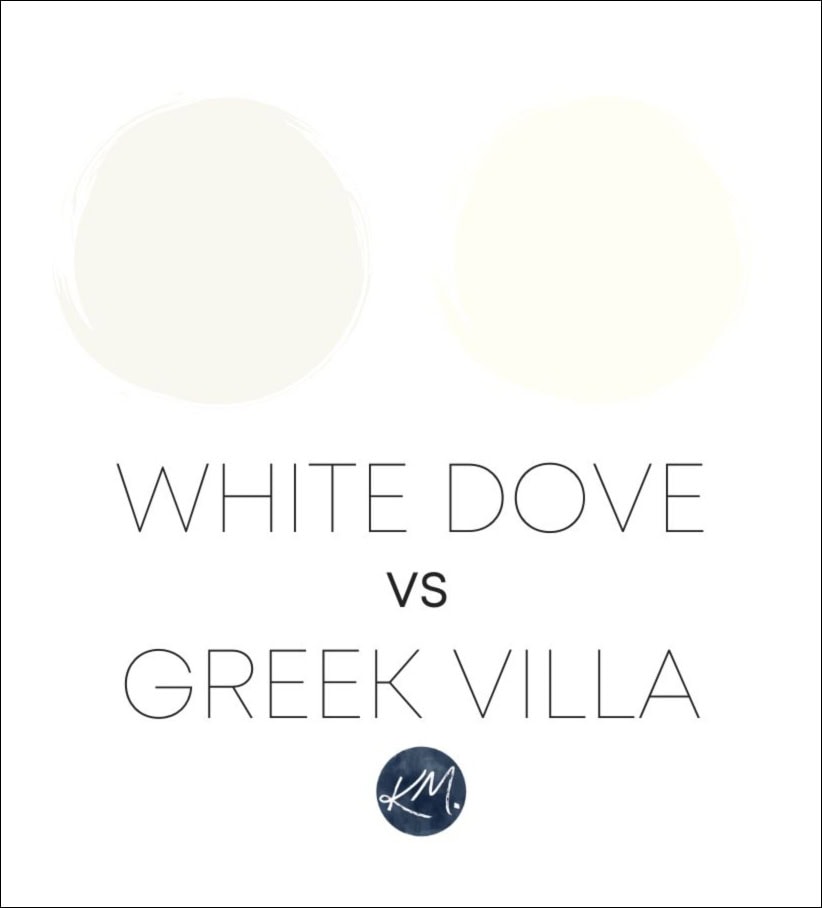differences benjamin moore white dove, sherwin greek villa. kylie m edesign, color expert, best white paint colors (1)