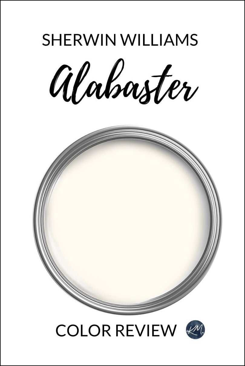 Sherwin Williams Alabaster, best warm white paint color. Kylie M ONline paint color expert review of top color