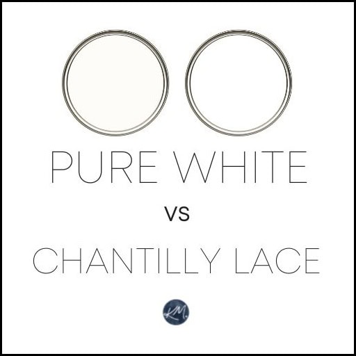 Sherwin Williams PUre White compared to the popular BEnjamin Moore Chantilly Lace for walls, cabinets and trim (1)
