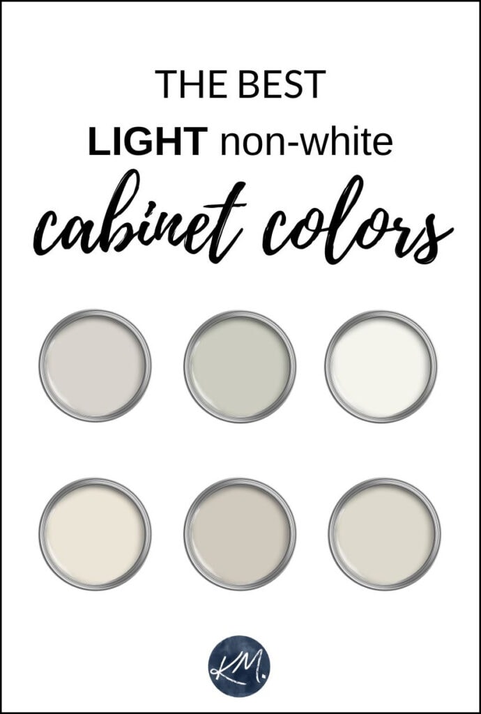 Benjamin Moore, Sherwin Williams best off white and light painted kitchen cabinet colors, greige, gray, cream, beige, off white and more. Kylie M