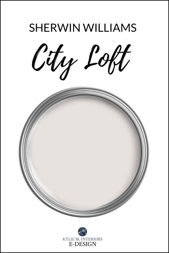 Sherwin Williams City Loft, warm gray taupe paint color review by KYlie M Interiors consulting