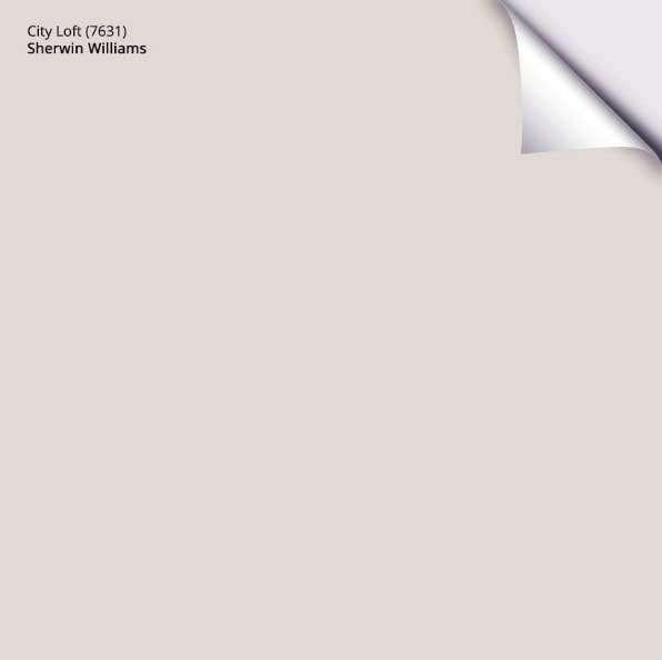 Sherwin Williams City Loft warm gray taupe paint color. Popular with Kylie M Interiors Online Paint color consulting