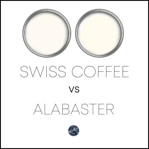 The differences between Swiss Coffee and Sherwin Williams Alabaster, top white paint colors with Kylie M, color expert