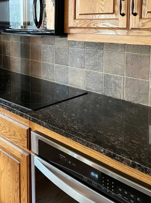 Similar to Uba Tuba black granite tan brown update ideas