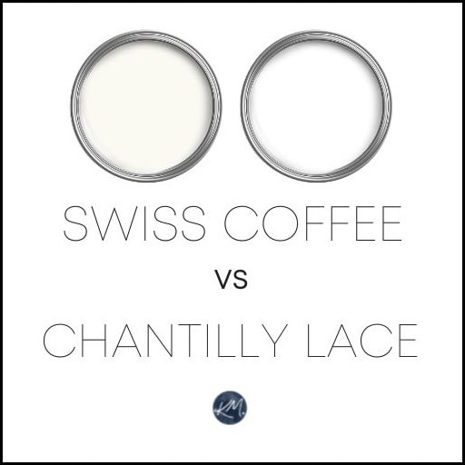 how simliar are swiss coffee and chantilly lace. Learn about undertones, LRV and more with Kylie lM