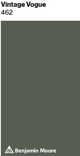 Benjamin MOore Vintage Vogue dark green paint color Samplize peel and stick