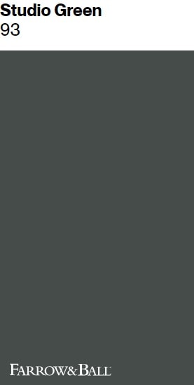 Popular shade of green, Farrow and Ball Studio Green - black green, samplize peel and stick