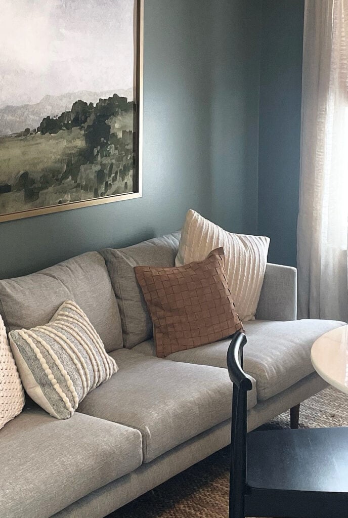 Sherwin Williams Retreat, best shade of dark green paint color, moody, cozy den. Kylie M Online paint color expert