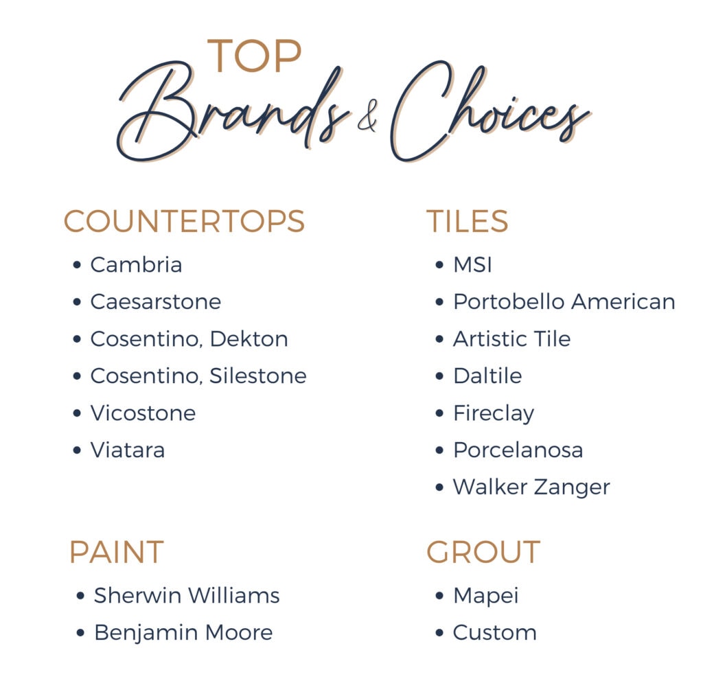 BRANDS OF QUARTZ COUNTERTOP, PAINT COLOR, BACKSPLASH TILE, CABINET AND WALL PAINT . KYLIE M