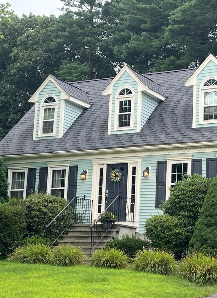EXTERIOR BEFORE, PALLADIAN BLUE, VANILLA ICE CREAM TRIM, WITCHING HOUR SHUTTERS FRONT DOOR (4)