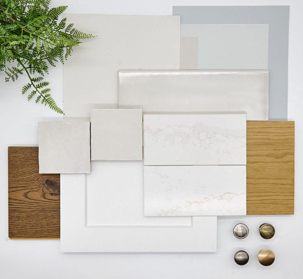 PALETTE 8, MARBLE LOOK QUARTZ KITCHEN FINISH PALETTE, BACKSPLASH TILE, CABINET PAINT COLOR, WALL, BENJAMIN MOORE, KYLIE M