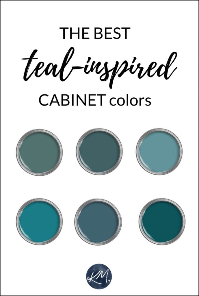 The best teal, blue green paint colors for cabinets, islands, Benjamin Moore, Sherwin Williams, Farrow and Ball with Kylie M
