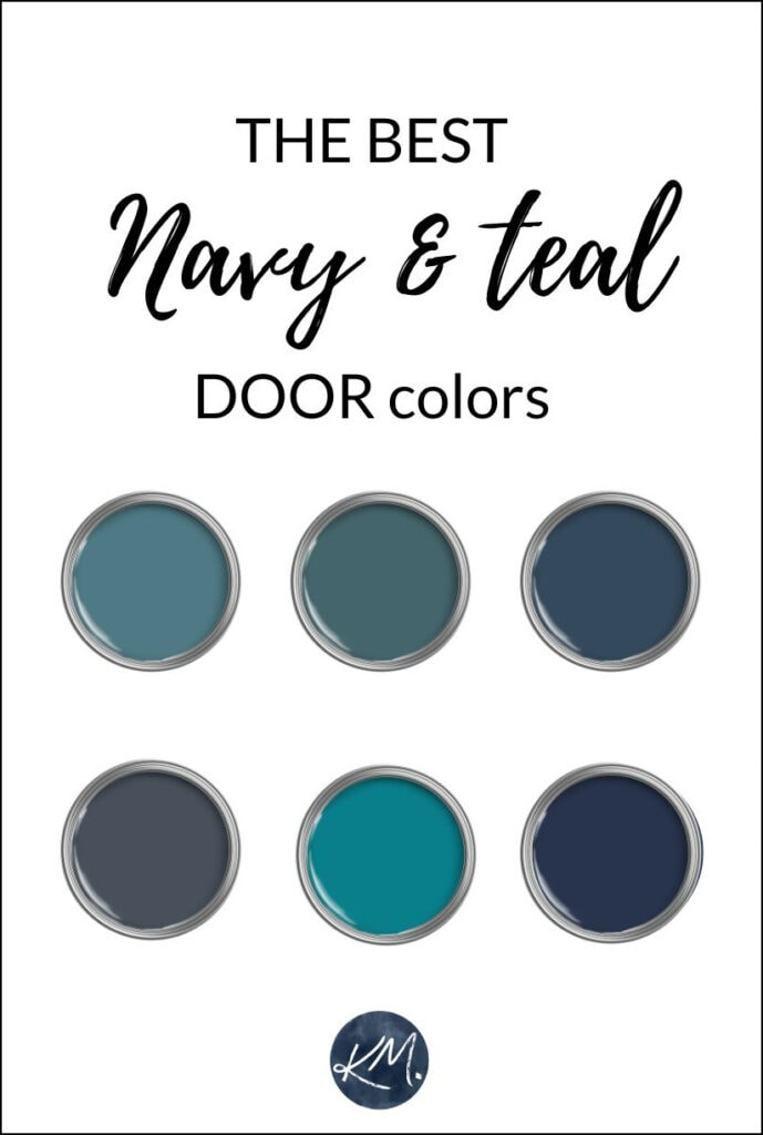 the best teal and navy or dark blue front door paint colors, Benjamin and Sherwin, Kylie M Interiors