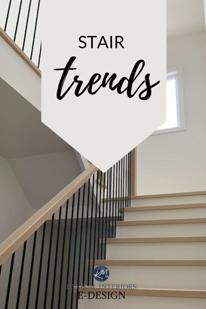 trends for stairs, staircases, steps, risers, and railings. Kylie M INteriors Edesign, color expert, talks about what's in style in her peronsal review of 2024 and 2025 trends