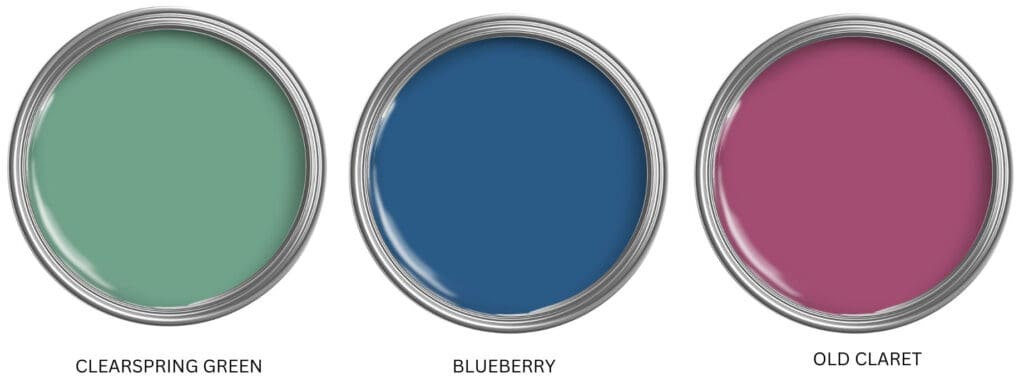 Benjamin Moore Clearspring Green, Blueberry, Old Claret, popular paint colors from 2005