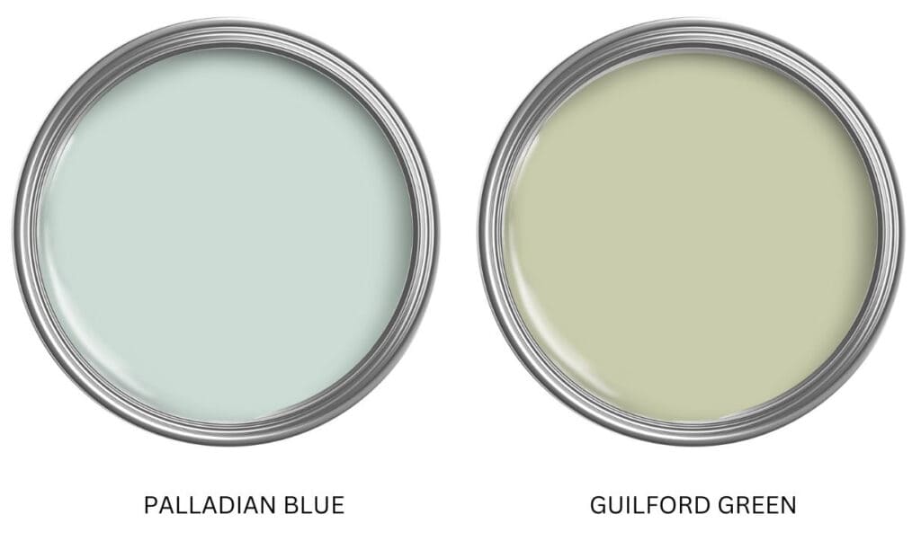 POPULAR PAINT COLORS IN 2020, GUILFORD GREEN, PALLADIAN BLUE, BENJAMIN MOORE