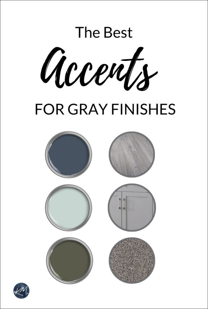 THE BEST ACCENT COLORS, BLUE, GREEN, VIOLET, DARK GRAY FOR GRAY CABINETS, FINISHES, HOME, COUNTERTOPS, CARPET, TILE AND LAMIANTE