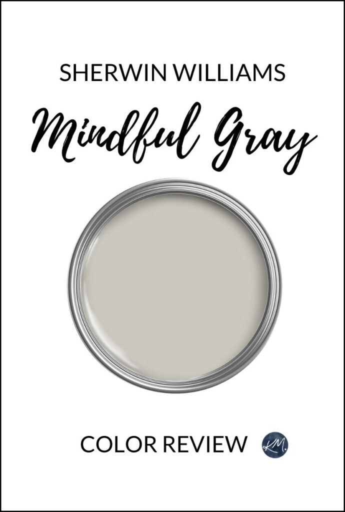 paint color review of warm gray paint color, Sherwin Williams Mindful Gray for walls, cabinets, Kylie M