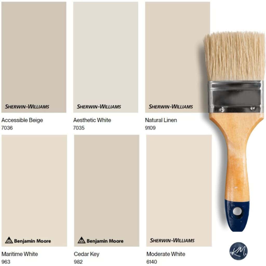 the best beige paint colors to sample and compare for undertones. samplize peel and stick with kylie m online paint color expert