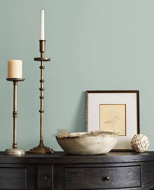 Sherwin Williams Quietude blue-green gray paint color