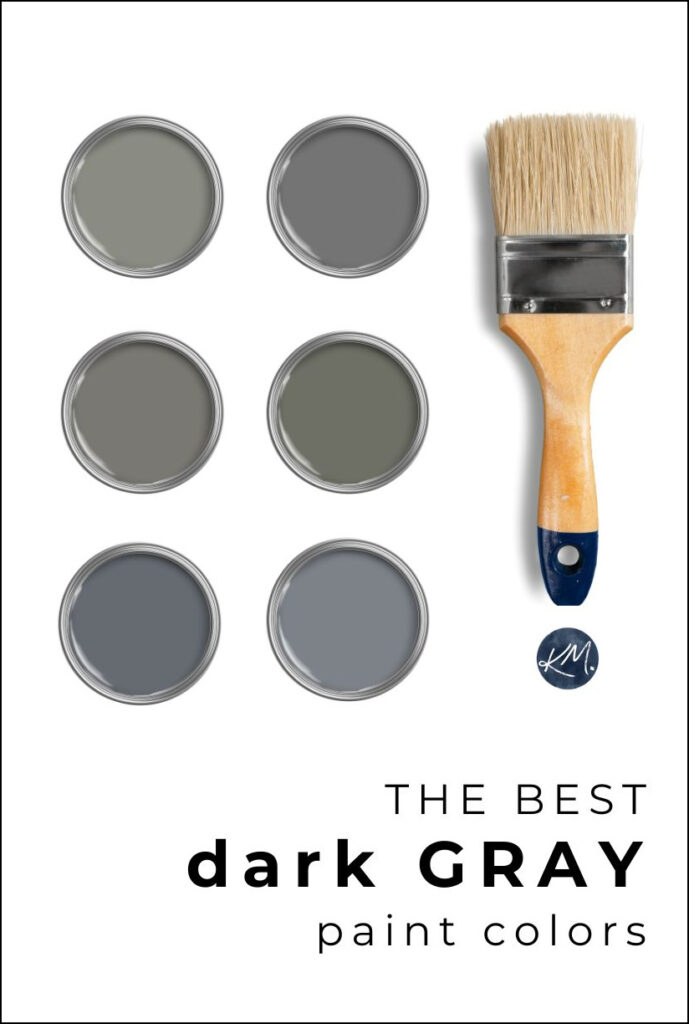 The Best dark gray or charcoal paint colors from Benjamin Moore with Kylie M Interiors for cabinets, walls, exteriors, doors, trims