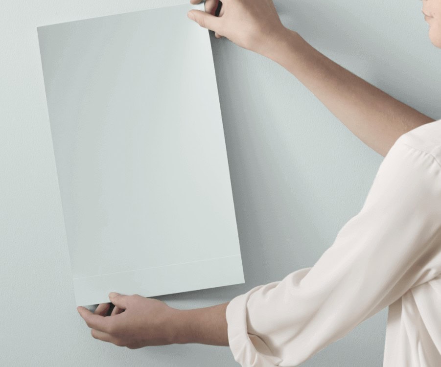 SAmplize peel and stick Sherwin Williams Serenely, light blue