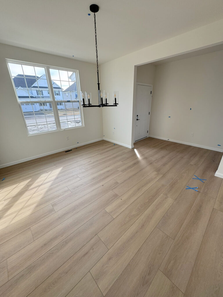 Shaw Floorte LVP COZY TAUPE wood look flooring with warm white walls