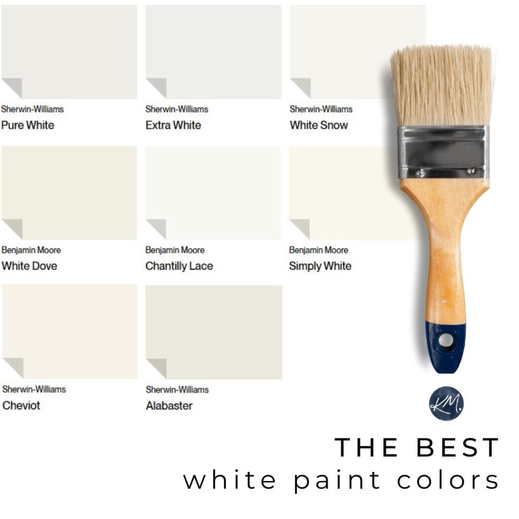 Benjamin moore and Sherwin Williams best white paint colors for trims, walls, cabinets, Kylie M North america's top paint expert with Samplize