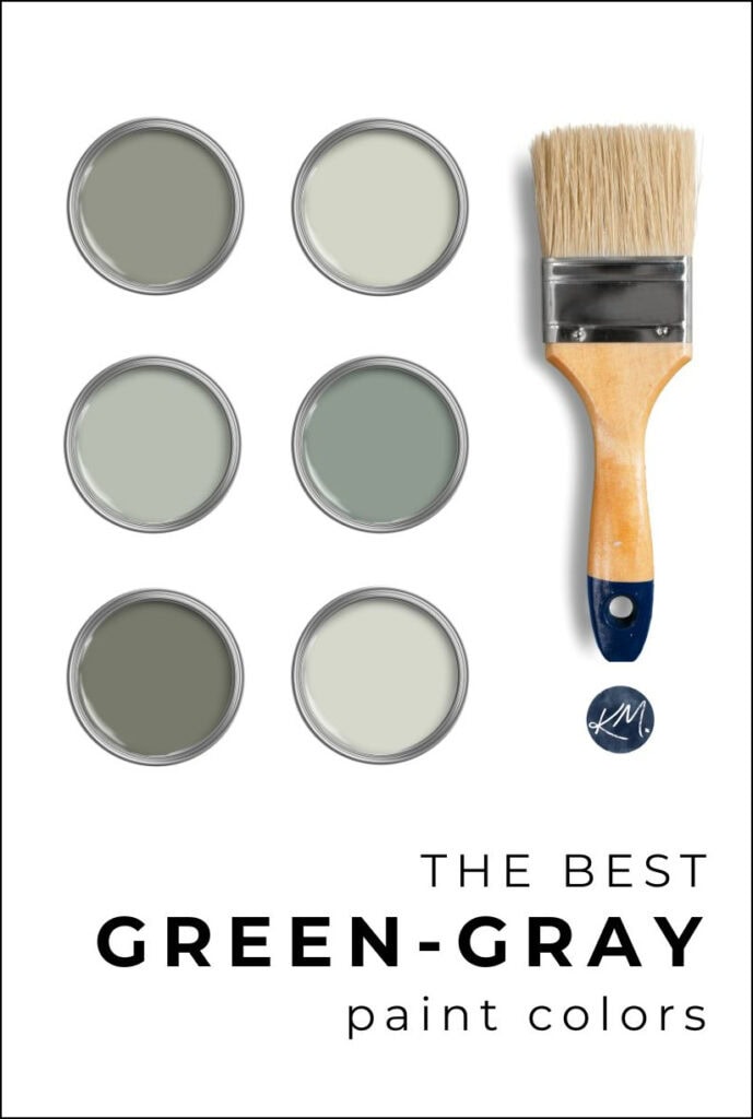 the best green-gray paint colors, Sherwin Williams and Kylie M. Comfort Gray, Sedate Gray, Grizzle Gray, SEnsible Hue, Austere Gray