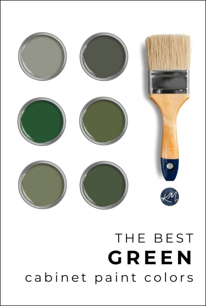 the best green paint colors for kitchen cabinets, islands, bathroom vanity by Kylie M and Benjamin Moore, Sherwin Williams, Farrow & Ball