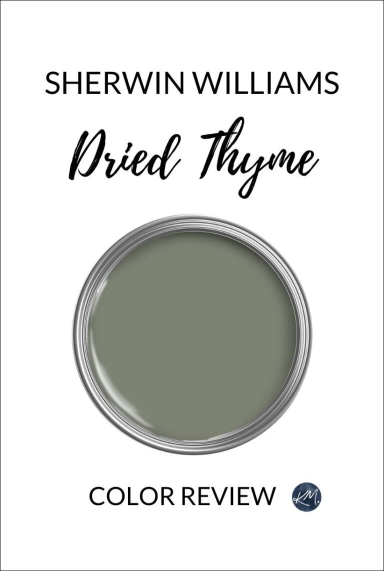 Sherwin Williams DRied Thyme best green paint color for rooms, cabinets, exterior, furniture. Kylie M color expert review
