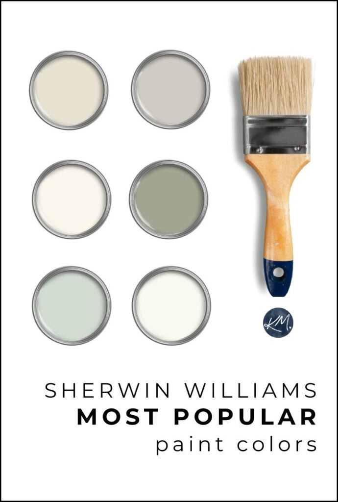 sherwin williams most popular paint colors, gray, greige, taupe, blue, green white, cream, beige, black by Kylie M and Samplize peel and stick
