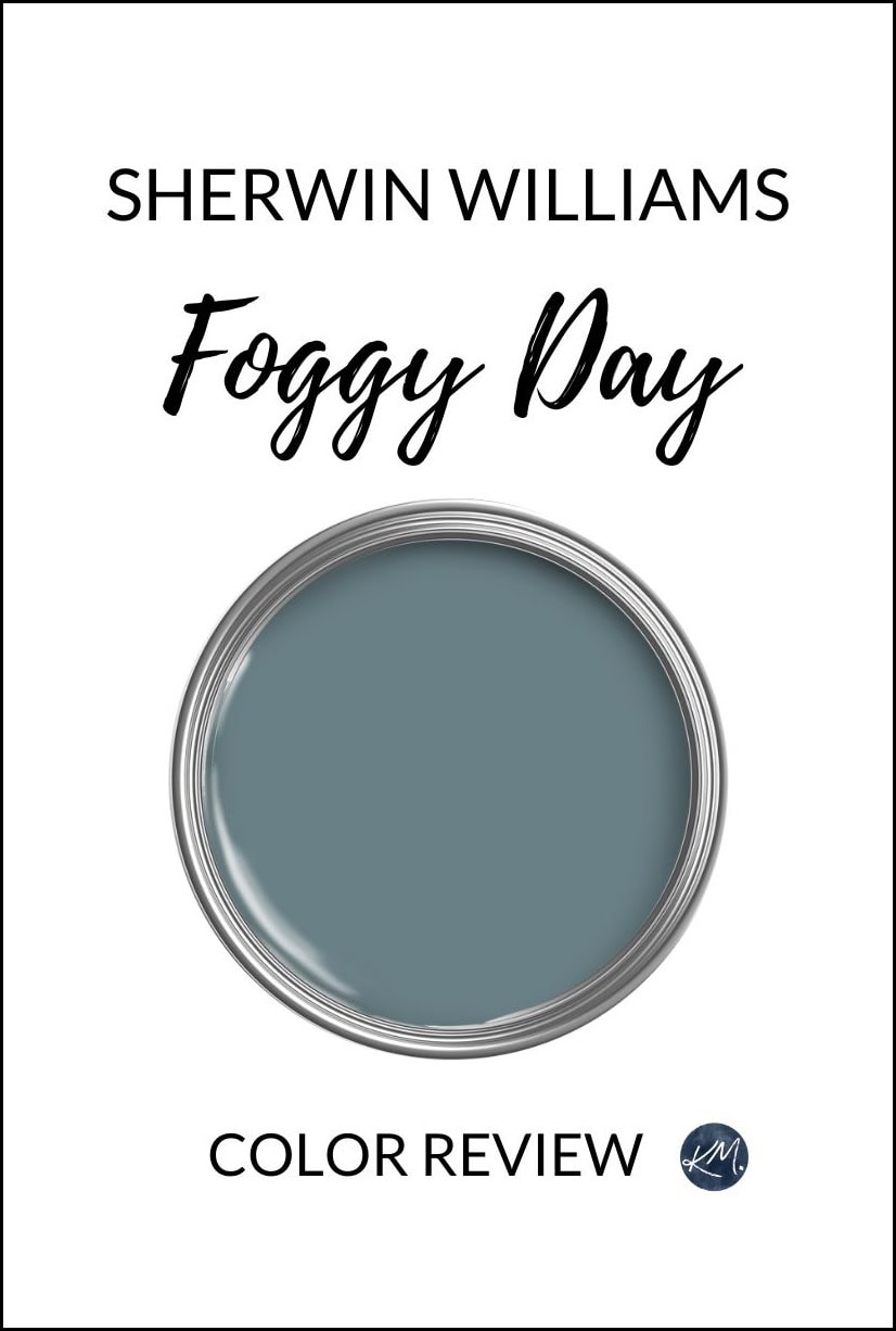 sherwin williams foggy day, best medium dark blue-green-gray paint color by kylie m interiors