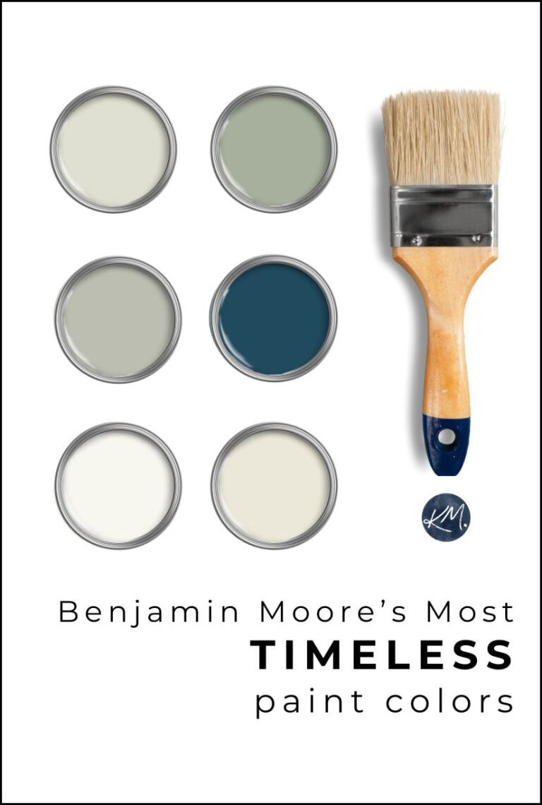 Benjamin Moore most timeless paint colors, revere pewter, edgecomb, hale navy, october mist, navajo white with Kylie M color expert