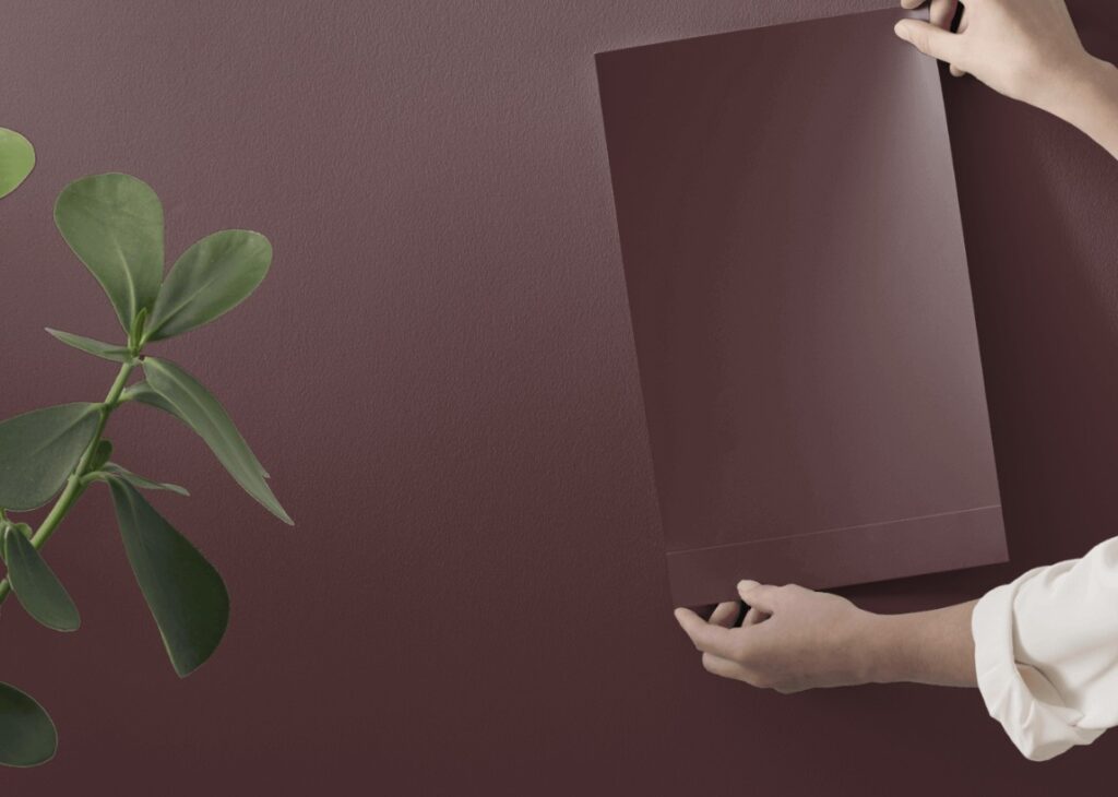 Samplize peel and stick sherwin williams marooned oxblood paint color