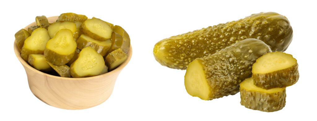 Marinated,Pickled,Cucumber,In,Wooden,Bowl,Isolated,On,White,Background
