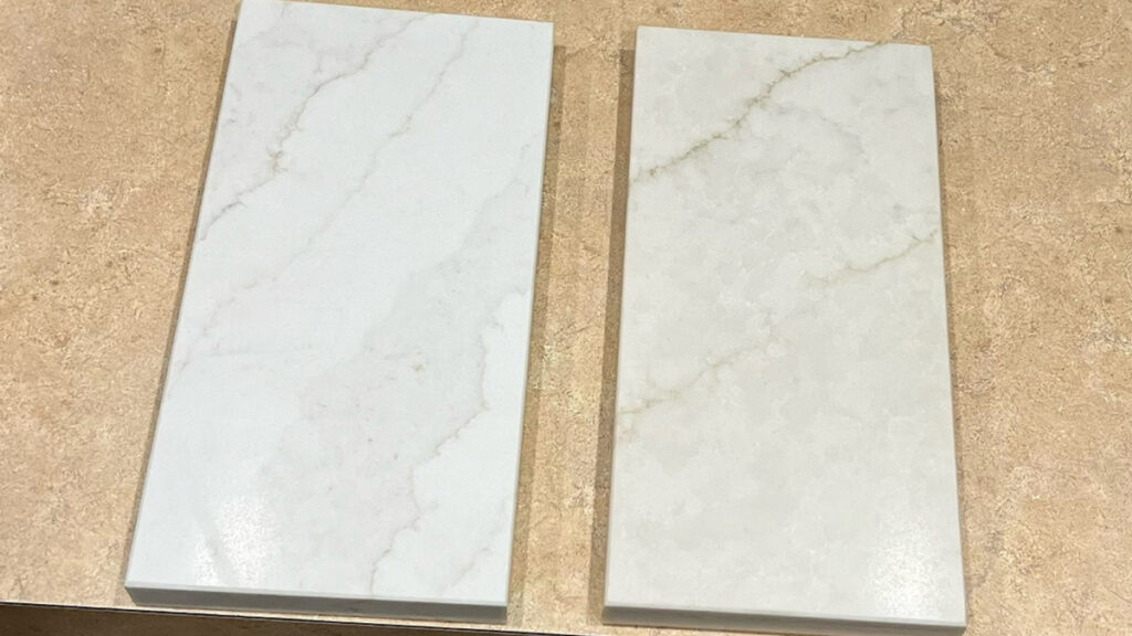 MSI Calacatta Valentin and Elysio white quartz countertops with warm veins 0 samples