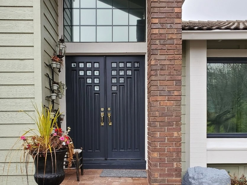 Exterior of a mid century brick, red o