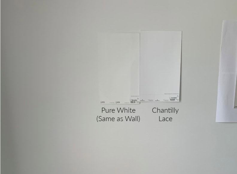 comparing Benjamin Moore Chantily Lace to Sherwin Williams PUre White ,how to find a white's undertones