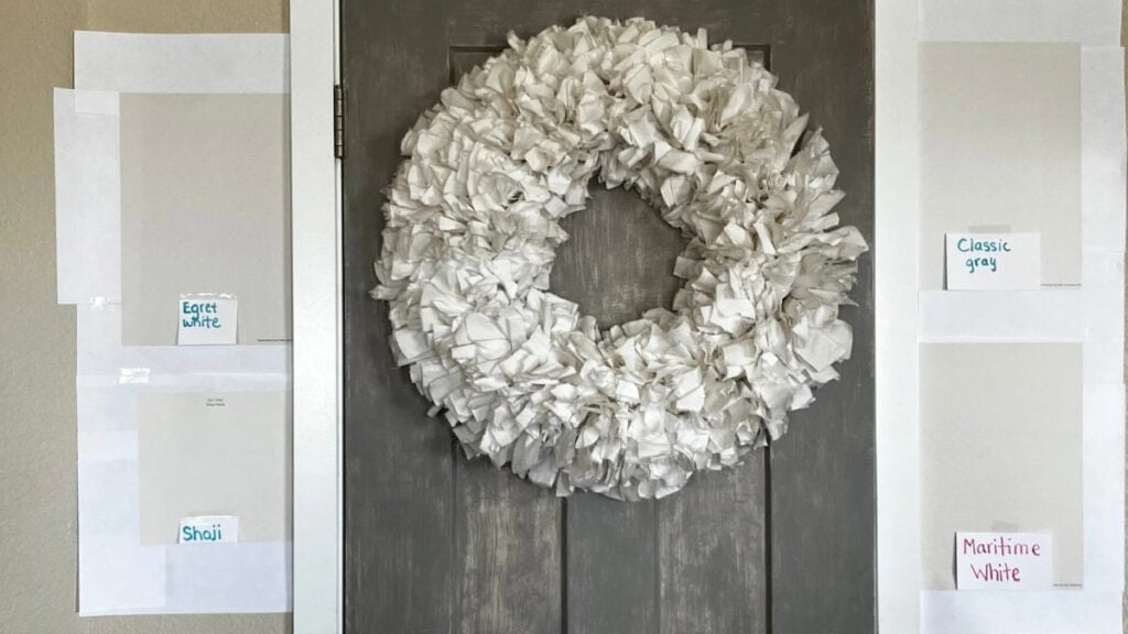 Shoji White vs Egret White, compared to Benjamin MOore Classic Gray and Maritime White, all popular warm neutrals