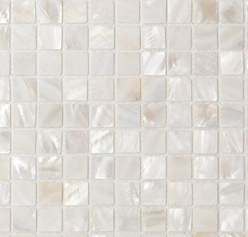 TileBar Mother of Pearl Oyster White mosaic tile for kitchen backsplash or bathroom accent